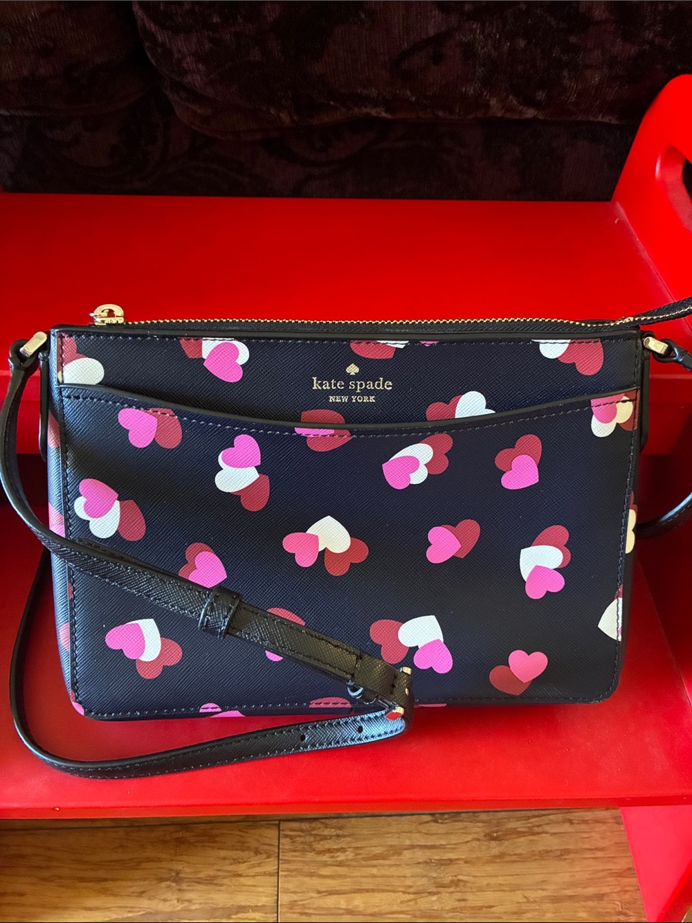 kate spade Black Heart-Print Crossbody Bag